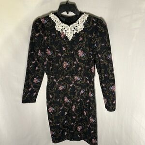Vintage Jessica McClintock 1980s floral Victorian dress